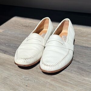 Vintage Brass Boot Nunn Bush Women's Cream Leather Slip-On Loafers Size 8.5